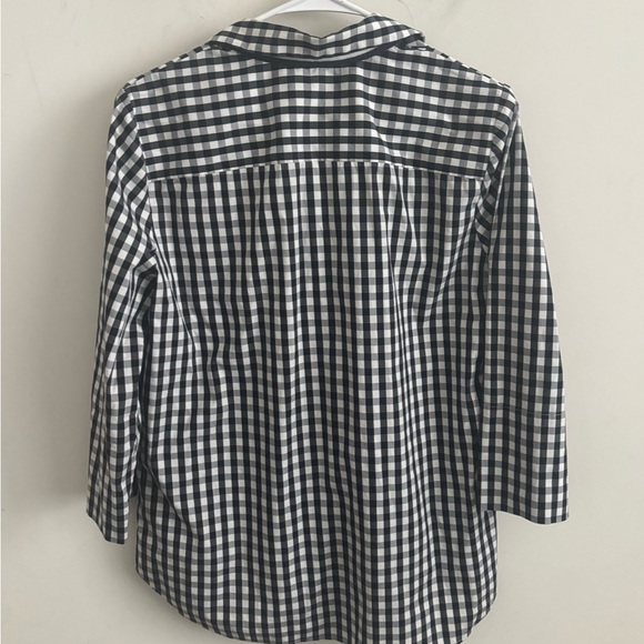 Lafayette 148 New York Women Shirt Plaid Black White M Academia Button Up Office - Picture 2 of 6